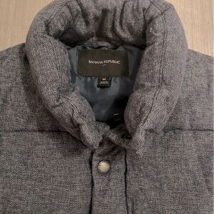 Banana Republic Knit Puffer Vest Navy Blue